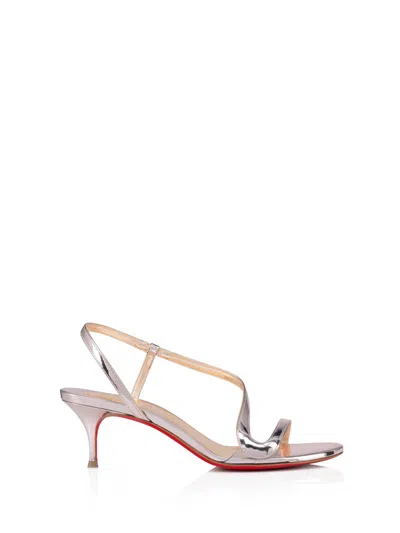 Christian Louboutin Flat Sandals Woman Pink In Silver