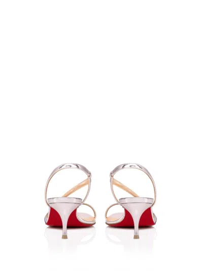 Christian Louboutin Flat Sandals Woman Pink In Silver