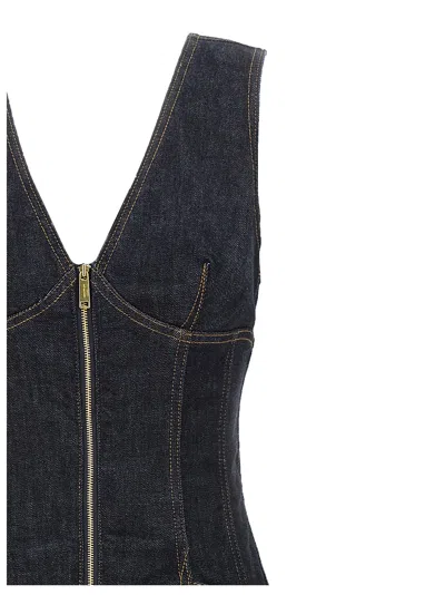 Self-portrait Indigo Denim Midi Dress In Black