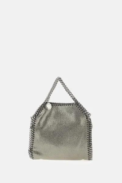 Stella Mccartney Falabella Micro Tote In Grey Polyester In Silver