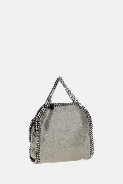 Stella Mccartney Falabella Micro Tote In Grey Polyester In Silver