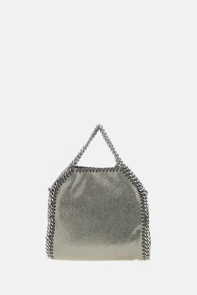 Stella Mccartney Falabella Micro Tote In Grey Polyester In Silver