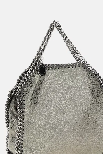 Stella Mccartney Falabella Micro Tote In Grey Polyester In Silver