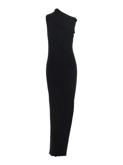 Rick Owens Athena Dress Compact Rib Knit In Black