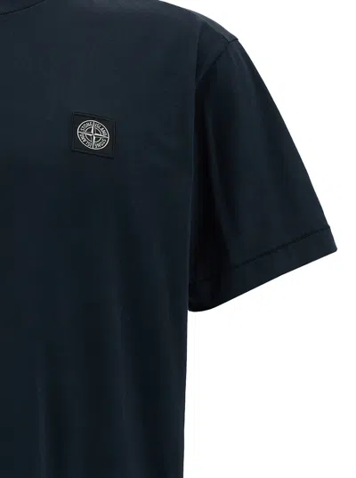 Stone Island Logo Patch Crewneck T-shirt In Blue