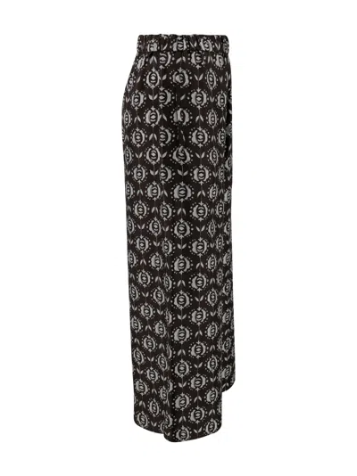Weekend Max Mara Printer Satin Tortona Wide-leg Pant In Black