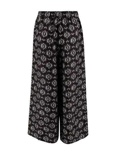 Weekend Max Mara Printer Satin Tortona Wide-leg Pant In Black