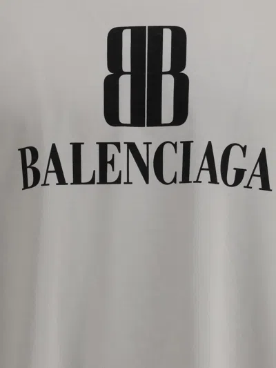 Balenciaga Bb Logo Oversized Distressed T-shirt In White