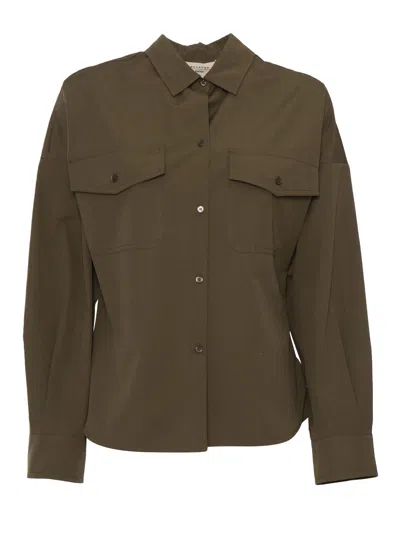 Weekend Max Mara Green Skipper Shirt In Brown