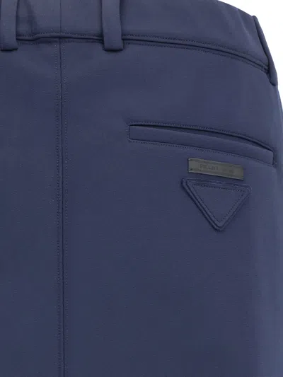 Prada Track Pants Polyester Belt Loops In Blue