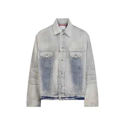 Acne Studios Light Blue Cotton Jacket In Multi