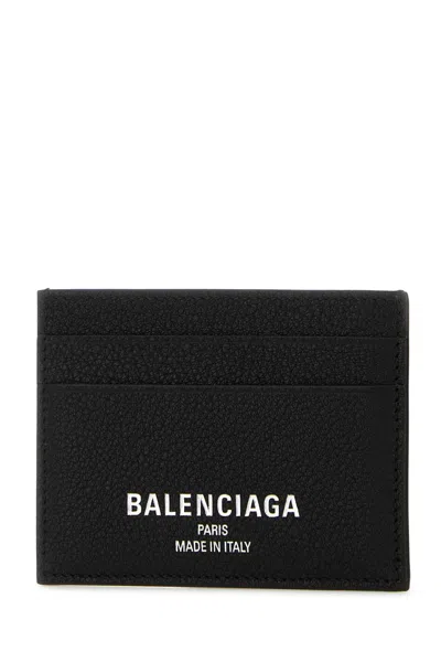 Balenciaga Credit Card Holder Genuine Grained Leather As In Black