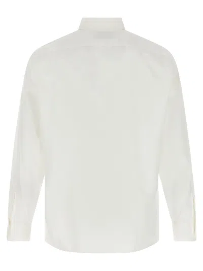 Saint Laurent White Pointed Collar Long Sleeve Shirt In Cotton Man In White