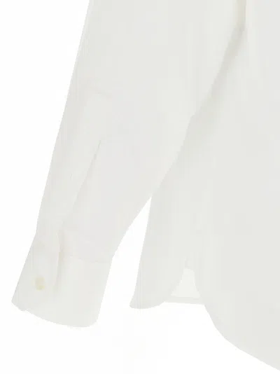 Saint Laurent White Pointed Collar Long Sleeve Shirt In Cotton Man In White