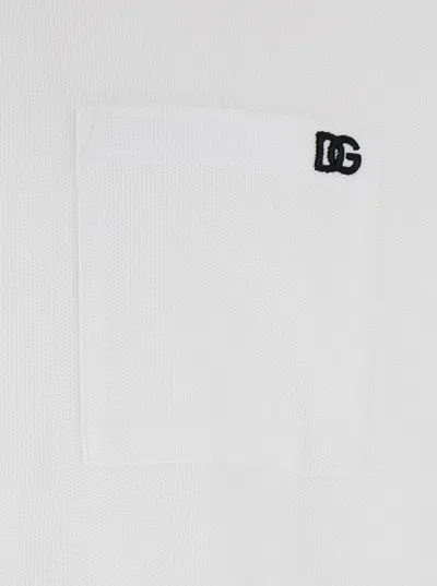 Dolce & Gabbana White Crewneck T-shirt With Logo Embroidery On The Front