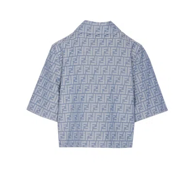 ジャケット Fendi FF DENIM CHAMBRAY CROPPED JACKET Fendi Women Ff Denim Chambray Cropped Jacket In Blue | ModeSens