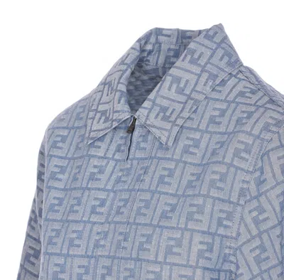 Fendi Chambray Ff Jacket In Blue