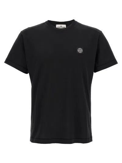 Stone Island Short-sleeved Cotton Jersey T-shirt In Black