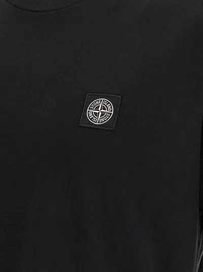 Stone Island Short-sleeved Cotton Jersey T-shirt In Black