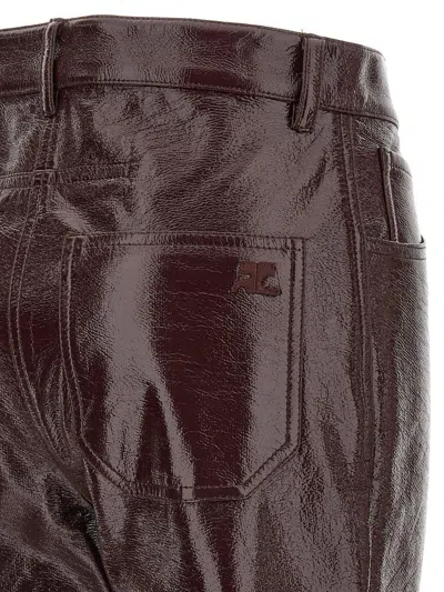 Courrèges Shiny Finish Trousers Reedition Pockets In Brown