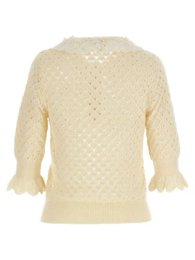 Chloé Pointelle Knit Sweaters And Cardigans White In Yellow