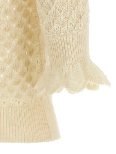 Chloé Pointelle Knit Sweaters And Cardigans White In Yellow