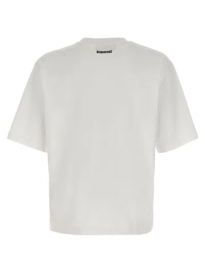 Dsquared2 Solid Color Cool Fit Crew-neck T-shirt With Printed Logo In White