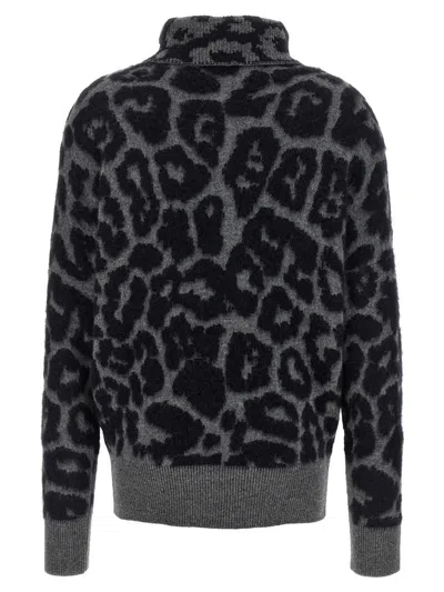 Stella Mccartney Turtle-neck Sweater Sweaters And Cardigans Gray In Animal Print