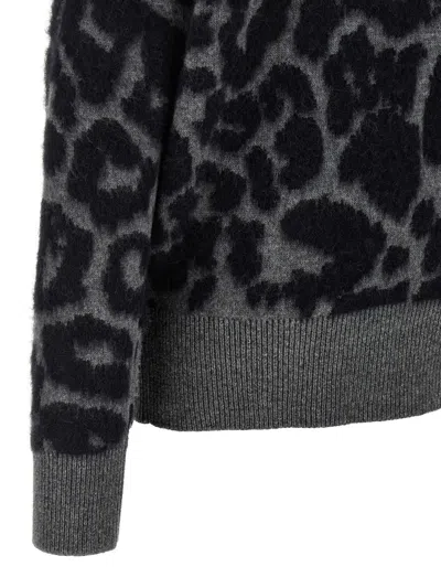Stella Mccartney Turtle-neck Sweater Sweaters And Cardigans Gray In Animal Print
