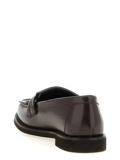 Brunello Cucinelli Leather Loafers Featuring Fringe Detail In Brown