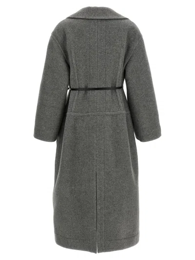 Jil Sander Single-breasted Belted Coat In Gray
