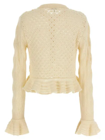 Chloé Pointelle Cardigan Sweaters And Cardigans White In Nude