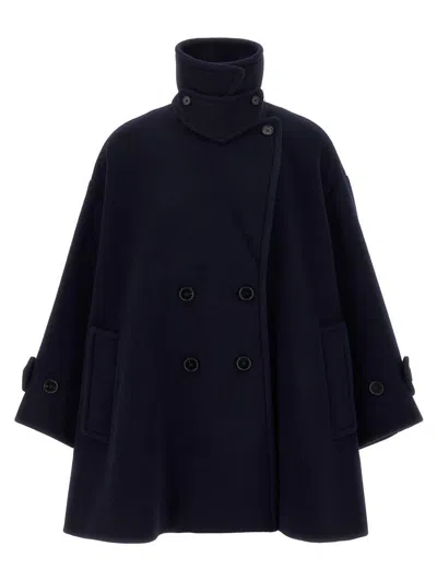 Chloé Oversize Double-breasted Wool Coat In Blue