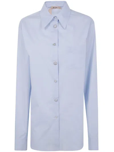N°21 Shirt With Embroidered Logo In Blue