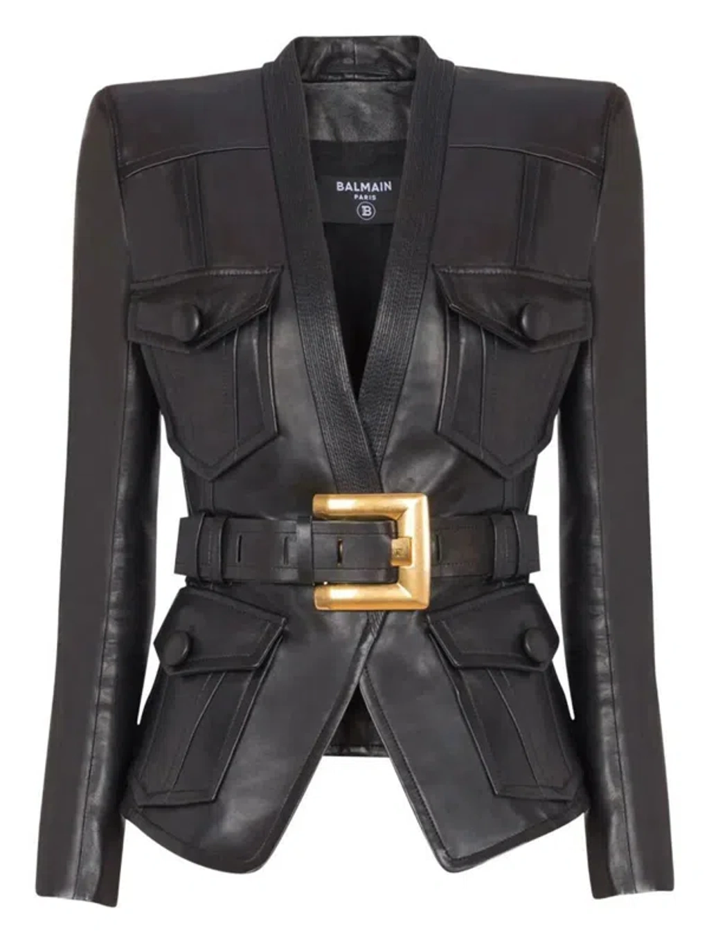 レザージャケット・コート BALMAIN BELTED 4 POKETS FITTED LAMBSKIN JACKET Balmain Belted 4 Pokets Fitted Lambskin Jacket Clothing In