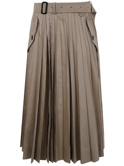 Sacai Cotton Gabardine Skirt Clothing In Brown