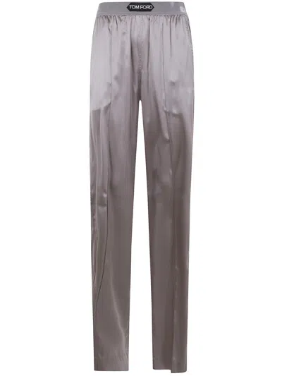 Tom Ford Stretch Silk Satin Pijamas Trousers Clothing In Gray
