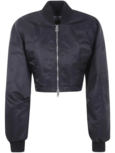Sportmax Cropped Zip-fastening Bomber Jacket In Black