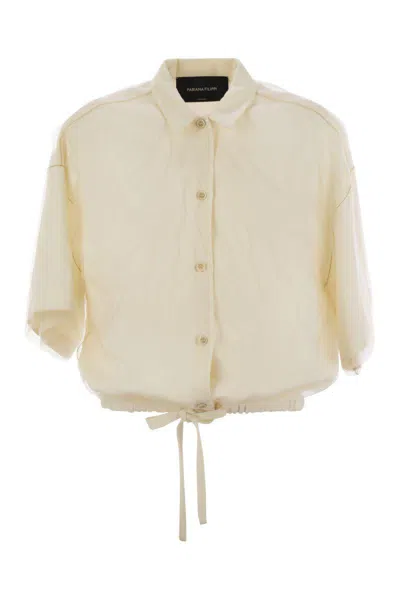 Fabiana Filippi Viscose Linen Short Sleeve Shirt With Bottom Drawsting