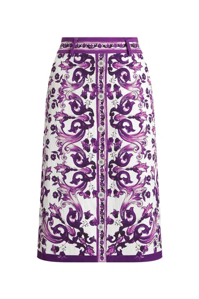 Dolce & Gabbana Graphic-print Midi Skirt In Purple