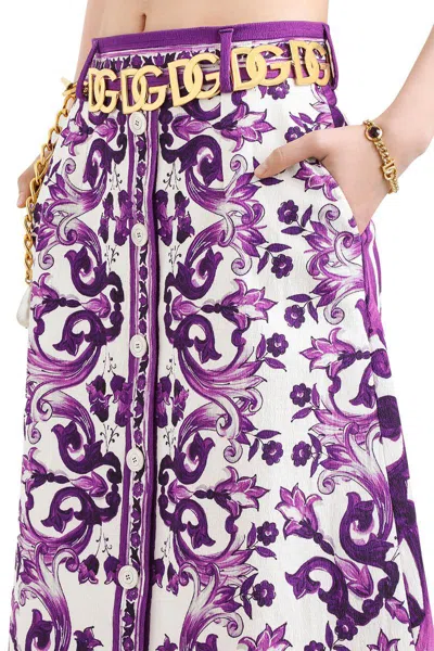 Dolce & Gabbana Graphic-print Midi Skirt In Purple