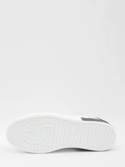Dolce & Gabbana Men White Calf Leather Portofino Sneakers In Neutral