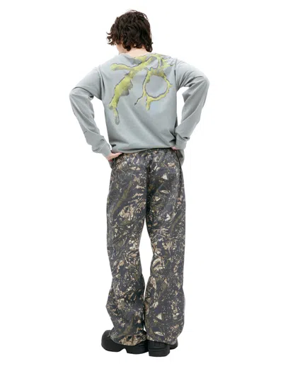 Diesel Wide Leg Trousers With Monoprint In Gray