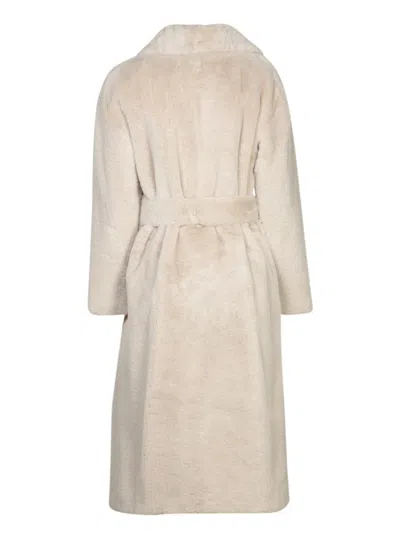 Herno Chantilly Ivory Long Soft Fur Coat In Neutral