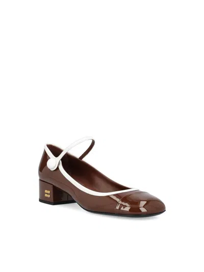 Miu Miu Calf Leather Pumps Women In Brown