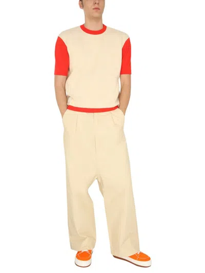Sunnei T-shirt With Contrasting Profiles In Neutral