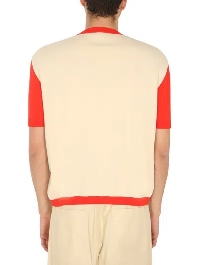 Sunnei T-shirt With Contrasting Profiles In Neutral