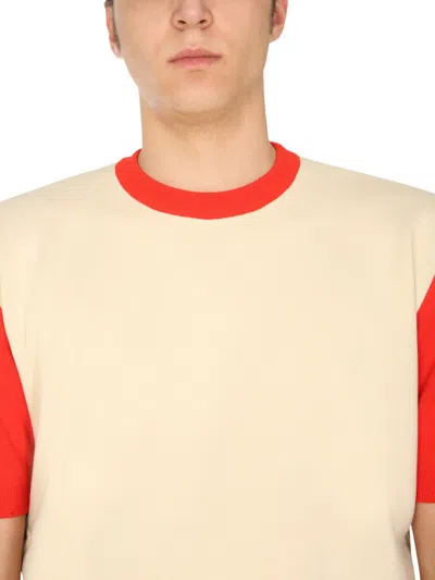 Sunnei T-shirt With Contrasting Profiles In Neutral