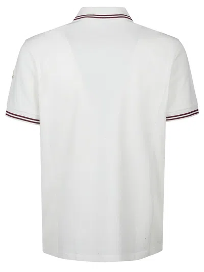 Moncler Classic White Cotton Polo With Signature Tri-color Trim In White