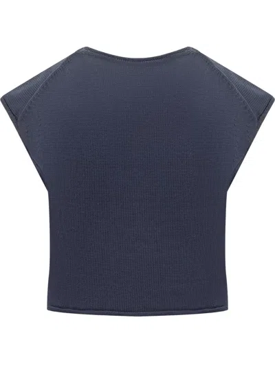 Kenzo Floral Intarsia-knit Cropped Top In Blue